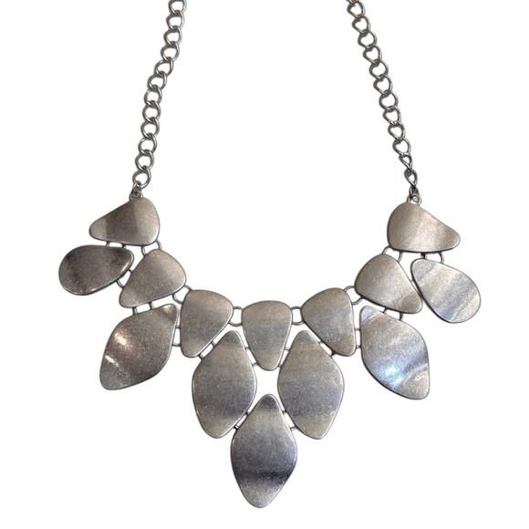 INC International Concepts Silver Statement Bib Necklace - Picture 3 of 3